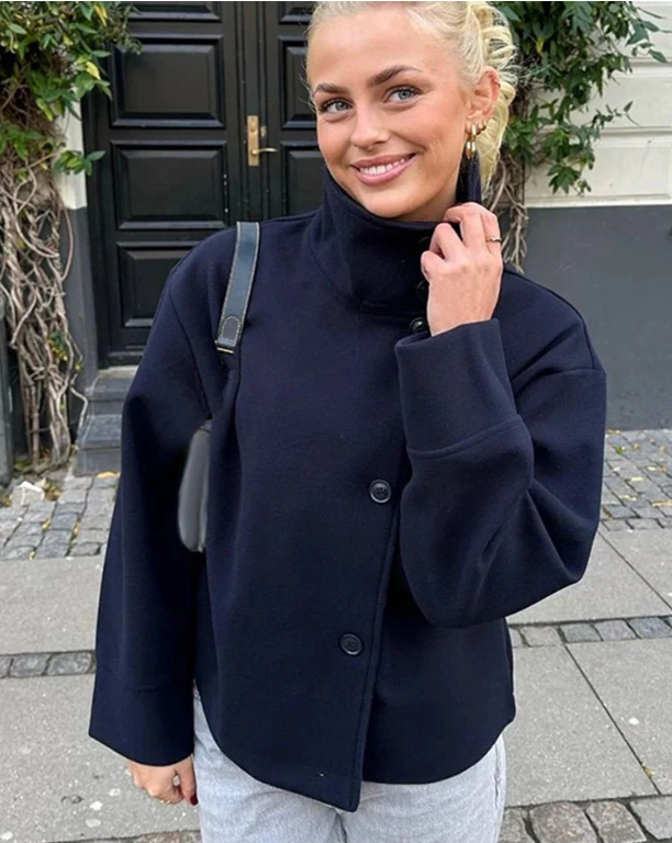 Wool Stand Collar Short Coat
