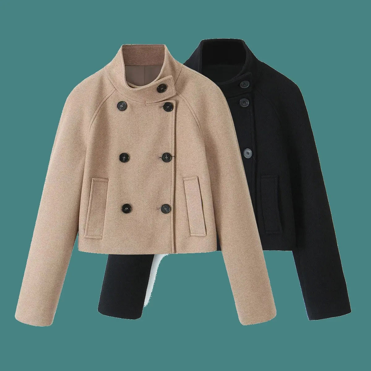Wool Stand Collar Short Coat