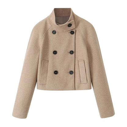 Wool Stand Collar Short Coat