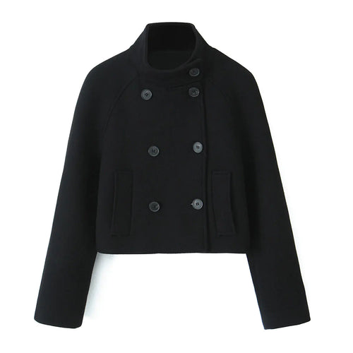 Wool Stand Collar Short Coat