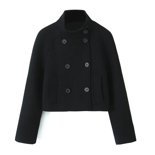 Wool Stand Collar Short Coat